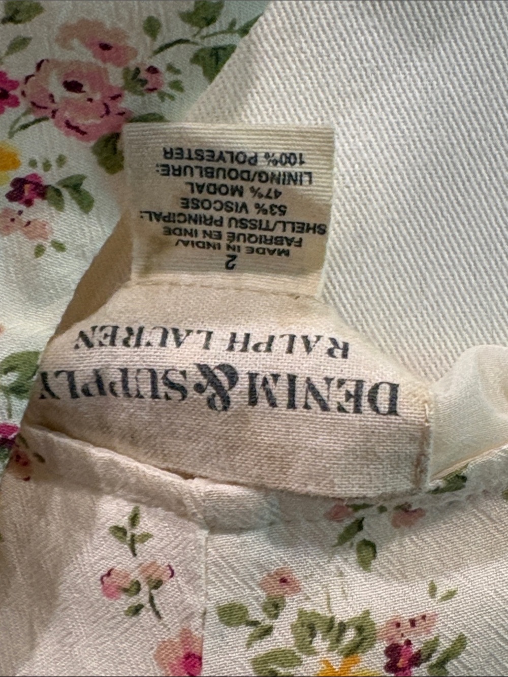 Ralph Lauren Denim & Supply Cream Floral Ruffle Tie Back Jumpsuit Romper size 2 - Picture 7 of 12